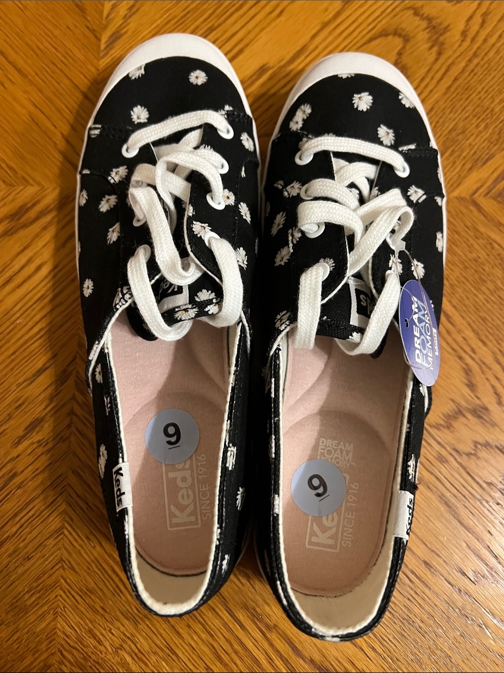 Keds Black Daisy Canvas Sneakers with White Laces